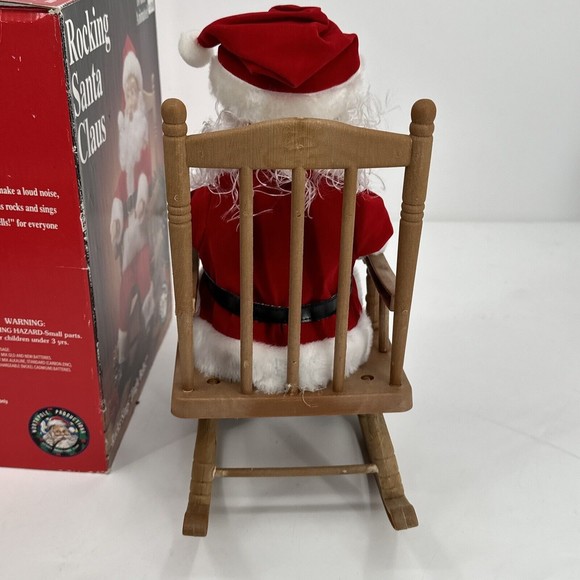 Christmas Santa Claus in Rocking Chair 16" TALL, MUSIC Sings Jingle Bells 1991 - Picture 11 of 13
